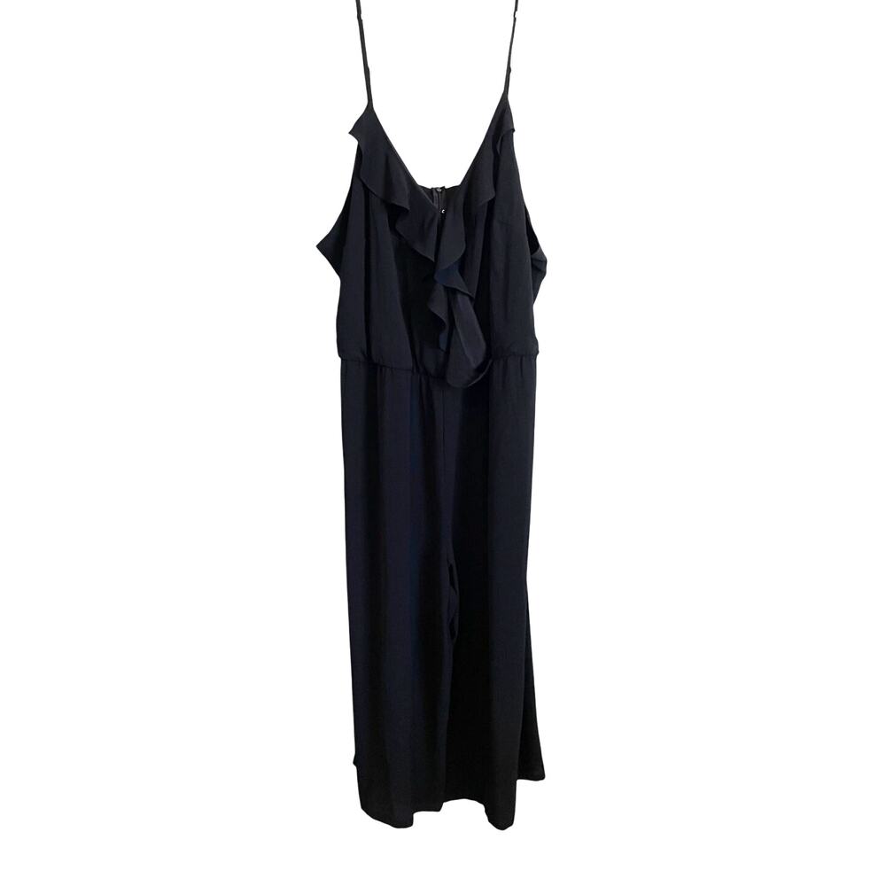 Kate & Mallory Sleeveless Ruffled Jumpsuit Black Wide Leg 2X Romantic Feminine - Picture 2 of 9
